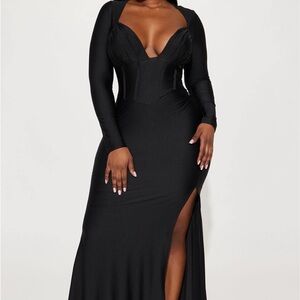 Fashion Nova Black Long Sleeve Gown